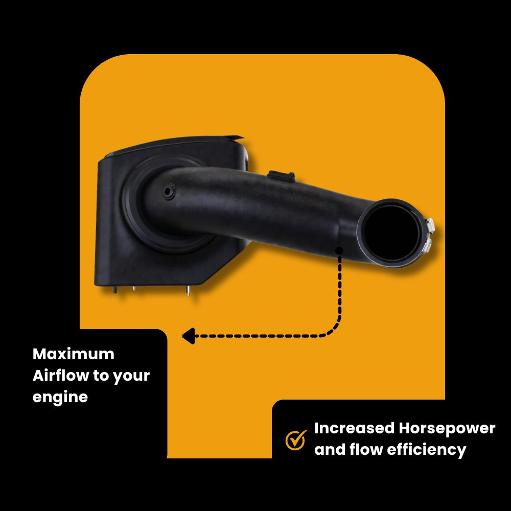 S&B Cold Air Intake system for GM Duramax LMM 6.6L diesel engines, 2007.5-2010 models, installed view.