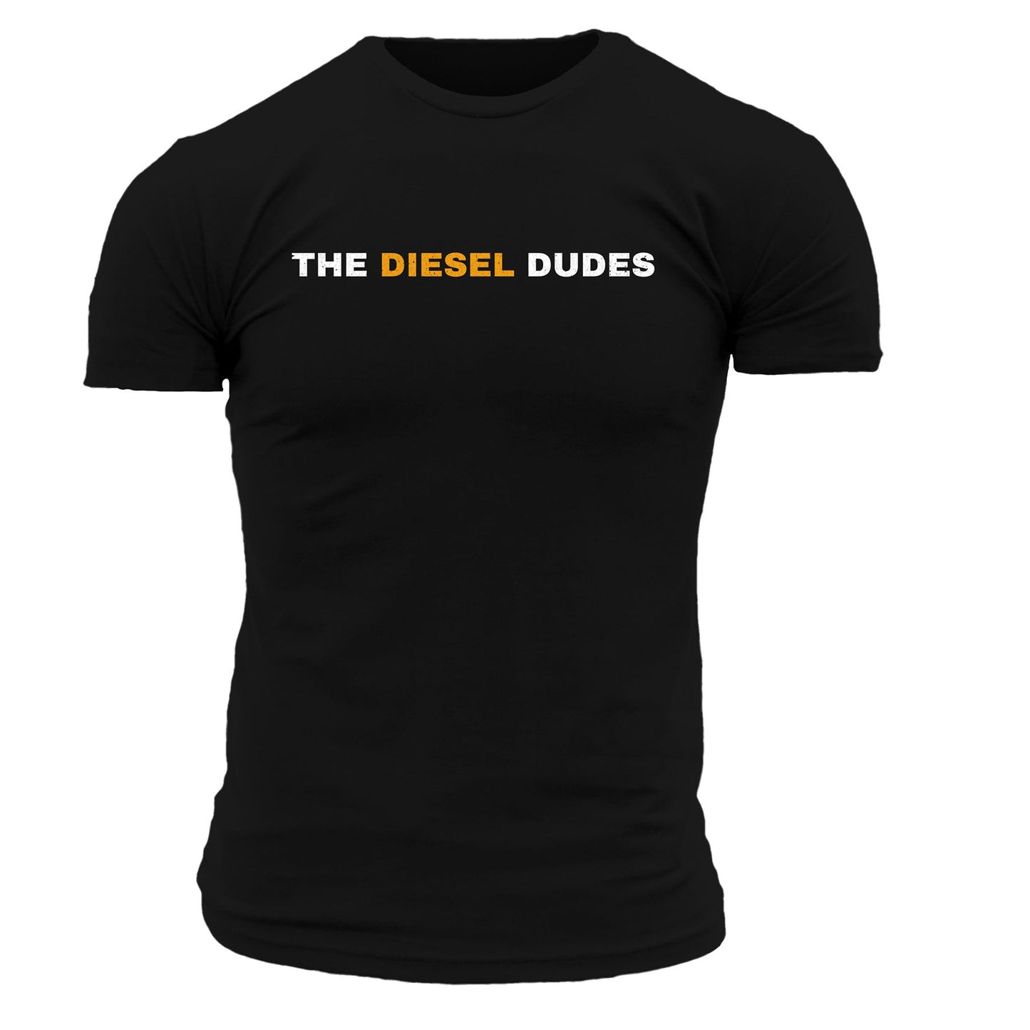 Diesel Dudes branded graphic tee in neutral color, displayed flat lay on white background.