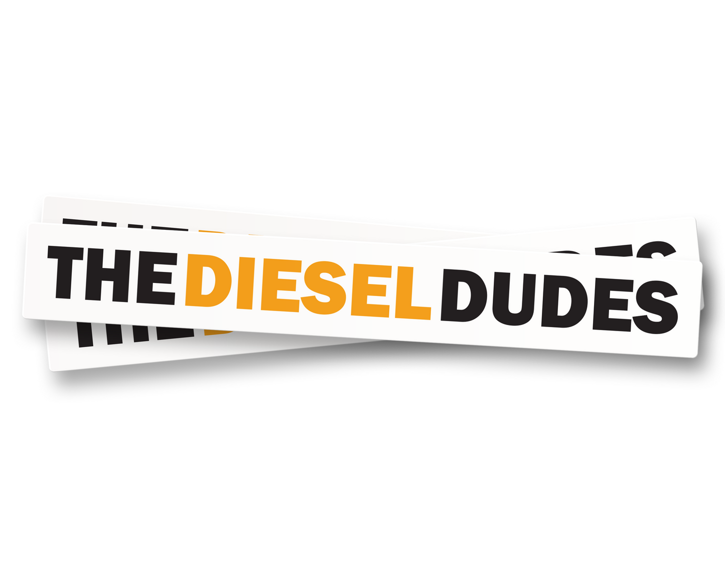 Diesel Dudes Logo Sticker in white featuring bold text design on transparent background for vehicles or laptops.