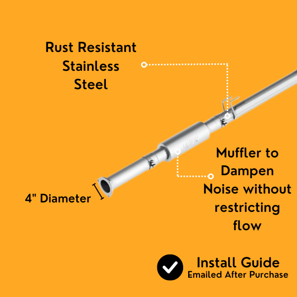 Polished stainless steel DPF and CAT delete pipe for Dodge Ram 6.7L Cummins diesel engines 2013-2018.