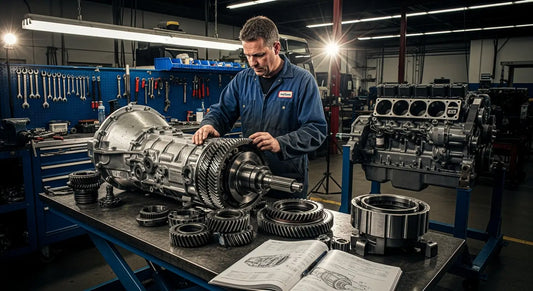 Cummins 6BT diesel engine paired with Fuller transmission, showcasing transmission swap installation components.