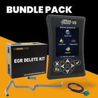 GM Chevy Duramax 6.6L LLY full delete bundle kit components for 2004-2005 diesel engines.