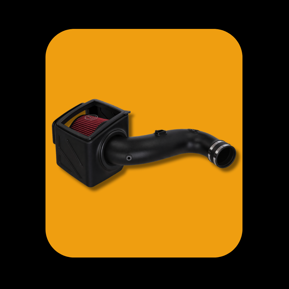 S&B cold air intake system for GM Duramax LMM 6.6L diesel engines 2007.5-2010 models displayed.