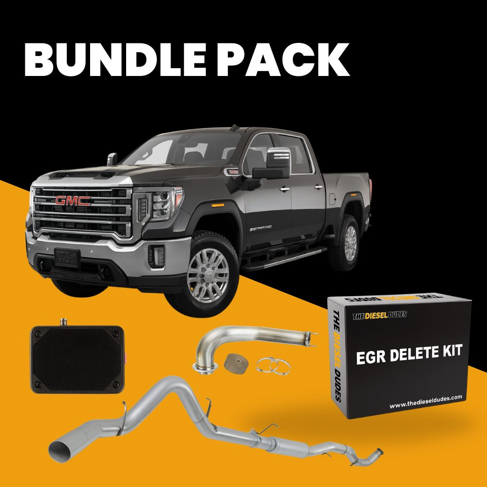 GM Chevy Duramax 6.6 L5P full delete bundle components and parts for 2017-2023 diesel trucks.